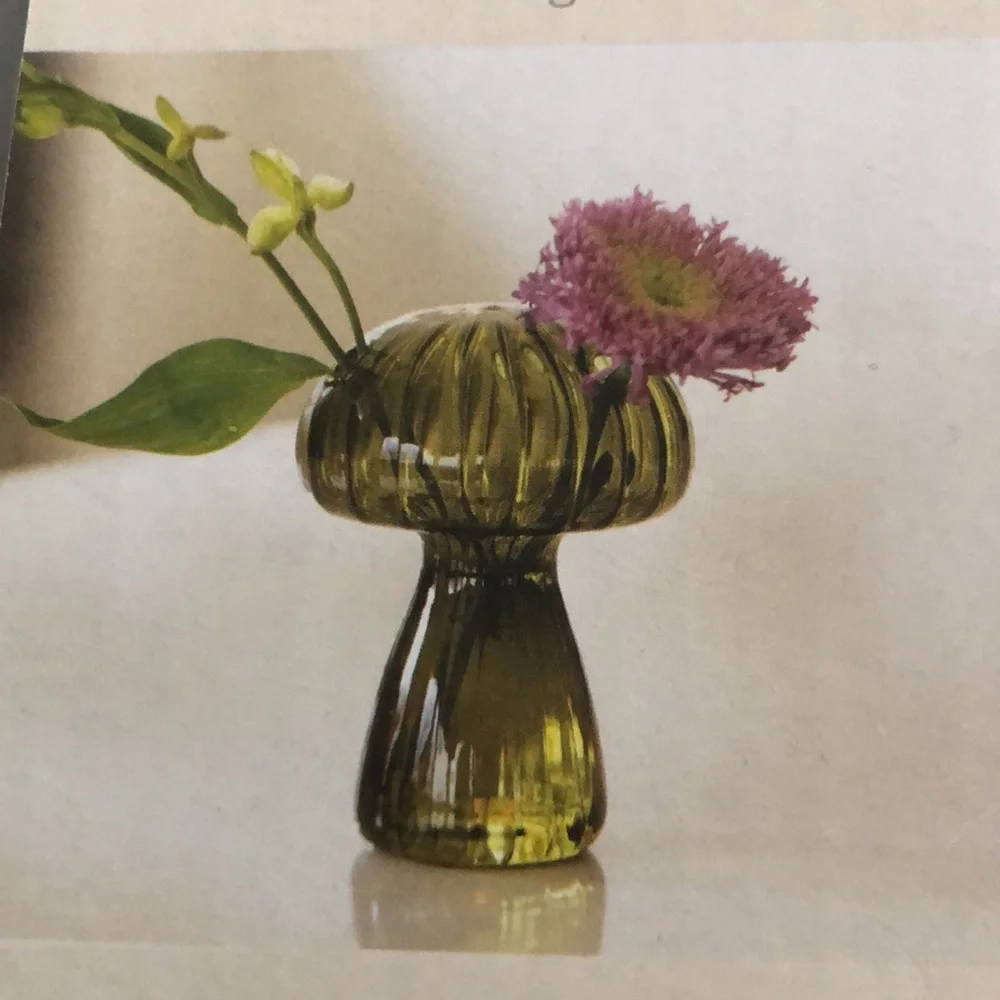 Green MUSHROOM Glass Bud Vase